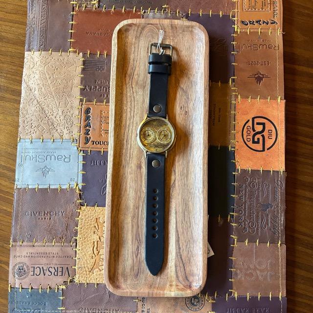 【Made to order】Brass and leather handmade dual watch NB GRANDAD B BK