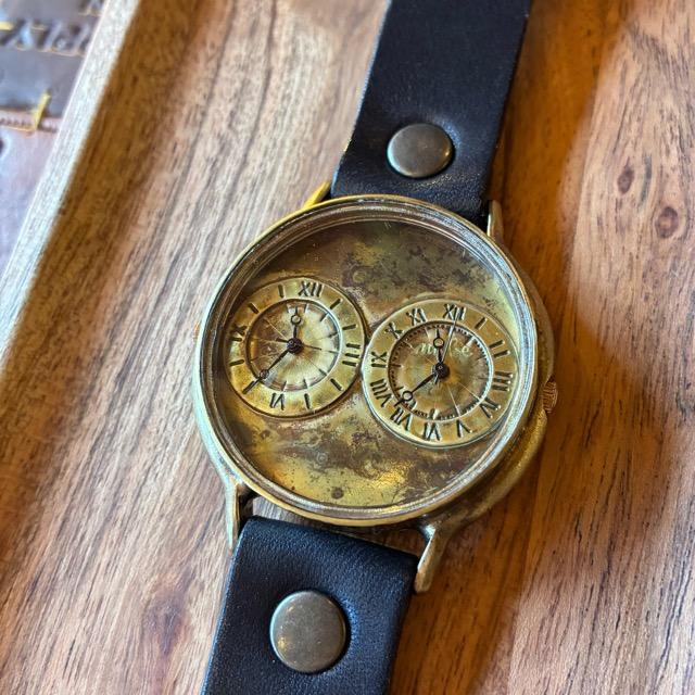 【Made to order】Brass and leather handmade dual watch NB GRANDAD B BK