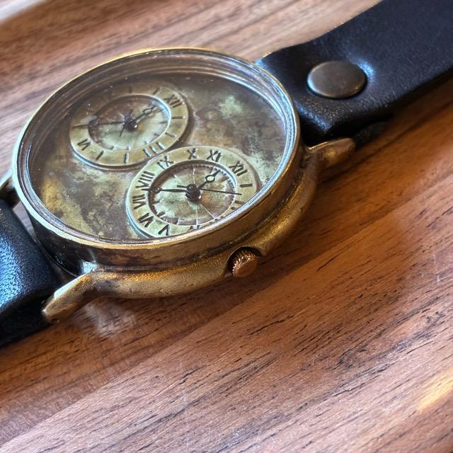 【Made to order】Brass and leather handmade dual watch NB GRANDAD B BK