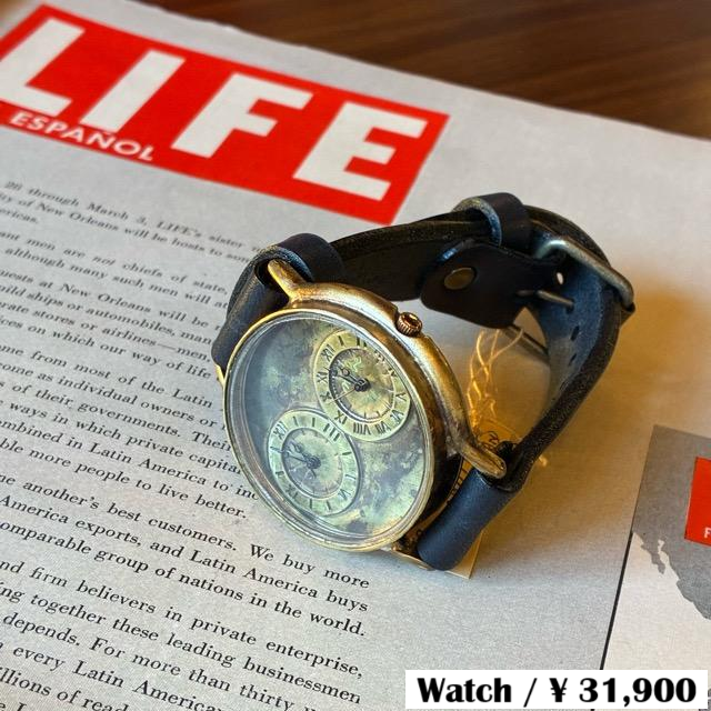 【Made to order】Brass and leather handmade dual watch NB GRANDAD B BK