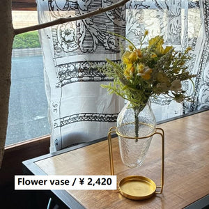 インド　アイアン＆リサイクルガラススタンドフラワーベース　in bloom 　インブルーム　ディスプレイケース　真鍮　ハンマートン　コットン　槌目　花瓶　