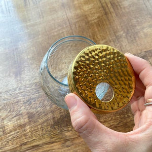 インド　ブラス＆ガラスキャニスターフラワーベース　Sサイズ　in bloom 　インブルーム　ディスプレイケース　真鍮　ハンマートン　コットン　槌目　花瓶　