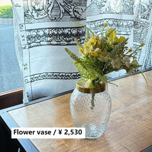 インド　ブラス＆ガラスキャニスターフラワーベース　Lサイズ　in bloom 　インブルーム　ディスプレイケース　真鍮　ハンマートン　コットン　槌目　花瓶　