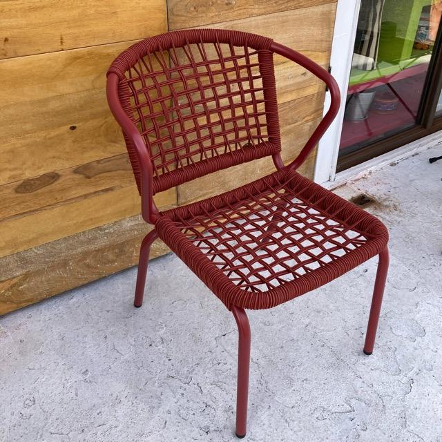 アルミニウム ロープ チェアー　レッド　ALUMINUM ROPE CHAIR　LADARN RED　屋外用　椅子　軽量　DULTON　エクステリア　スタッキング　ダイニングチェア