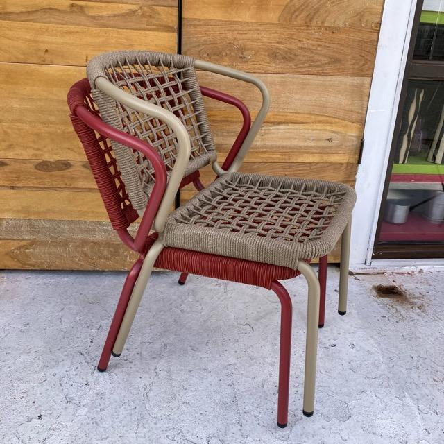 アルミニウム ロープ チェアー　レッド　ALUMINUM ROPE CHAIR　LADARN RED　屋外用　椅子　軽量　DULTON　エクステリア　スタッキング　ダイニングチェア