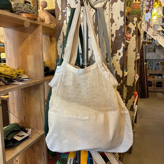 DULTON　ダルトン　オーガニックコットンハーフメッシュバッグ　L　全3色　COTTON HALF MESH BAG L　ホワイト　ナチュラル　グリーン　グレー　エコバッグ　