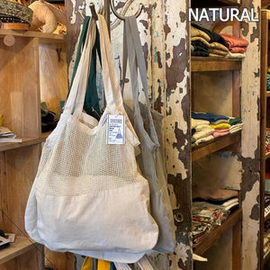 DULTON　ダルトン　オーガニックコットンハーフメッシュバッグ　L　全3色　COTTON HALF MESH BAG L　ホワイト　ナチュラル　グリーン　グレー　エコバッグ　