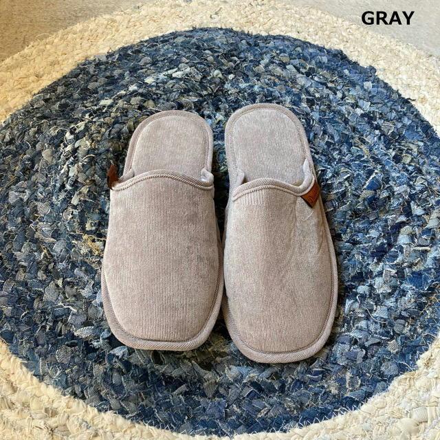 One-tag corduroy room shoes, available in 4 colors, men's slippers, beige, green, gray, yellow, indoor shoes, CORDUROY SLIPPERS dulton