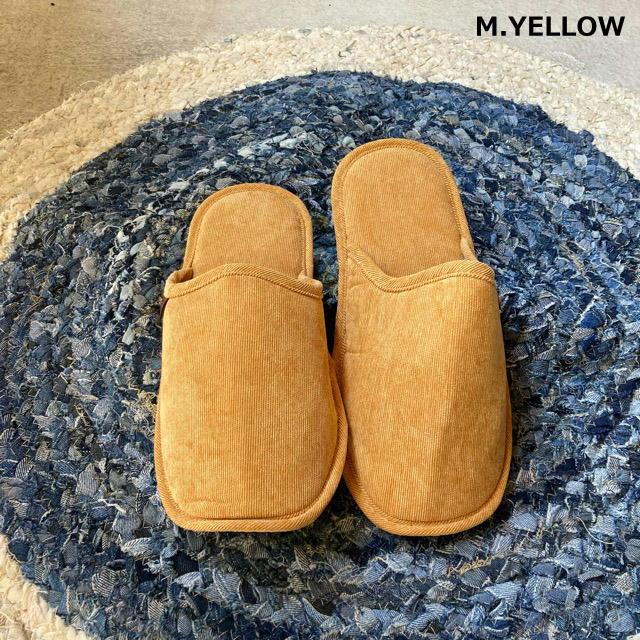 One-tag corduroy room shoes, available in 4 colors, men's slippers, beige, green, gray, yellow, indoor shoes, CORDUROY SLIPPERS dulton