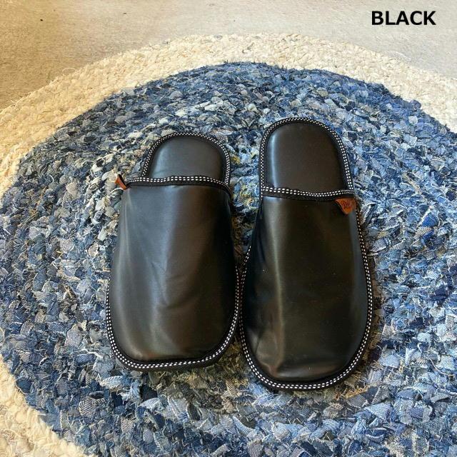 ワンタグレザールームシューズ　全2色　メンズスリッパ　ブラウン　ブラック　室内履き　PU SLIPPERS　dulton