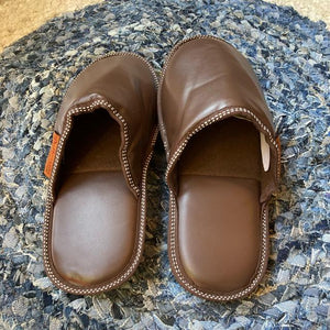 ワンタグレザールームシューズ　全2色　メンズスリッパ　ブラウン　ブラック　室内履き　PU SLIPPERS　dulton