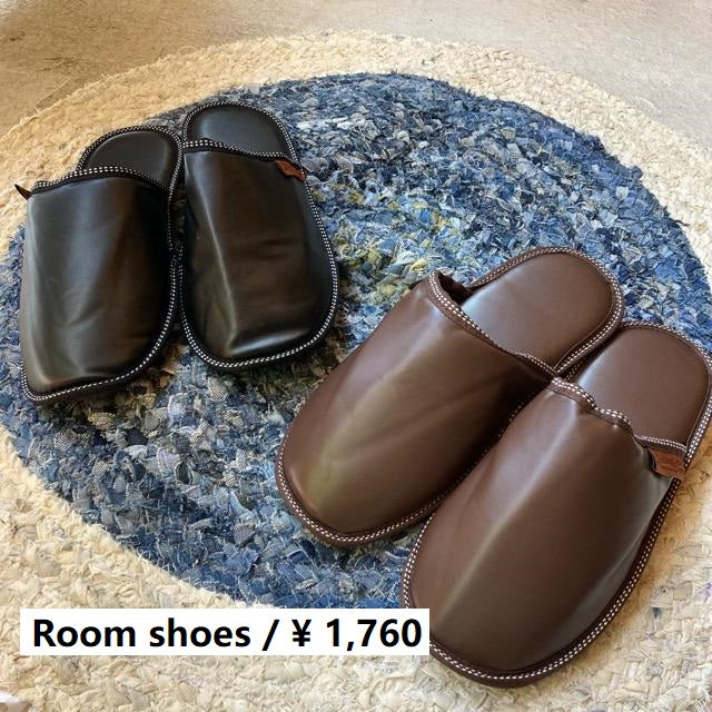 ワンタグレザールームシューズ　全2色　メンズスリッパ　ブラウン　ブラック　室内履き　PU SLIPPERS　dulton