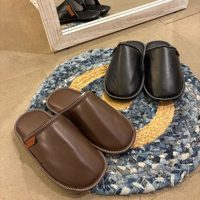 DULTON　ダルトン　ワンタグレザールームシューズ　全2色　PU SLIPPERS EV WOMEN/BROWN　レディース　スリッパ　ブラウン　ブラック　室内履き