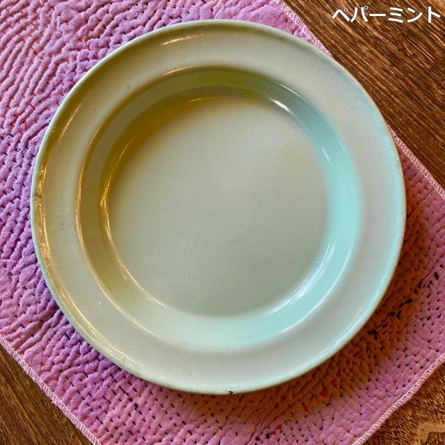 パキスタン　ホーローラウンドプレート　全3色　ホワイト　ミント　イエロー　皿　平皿　アジア料理　大皿　琺瑯