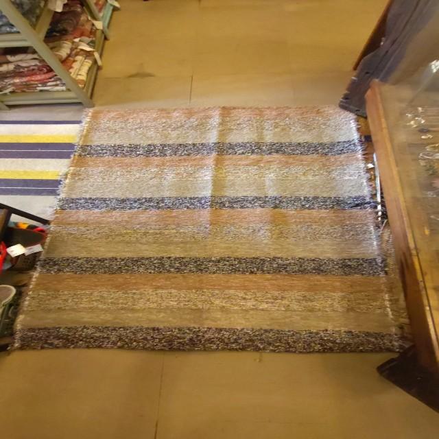 スペイン　ハラパラグマット　B　ベージュ　ブラウン　120×160cm　1.5畳分　6畳　フロアマット　二人掛けソファ　手織り　リサイクルファブリック　コットン