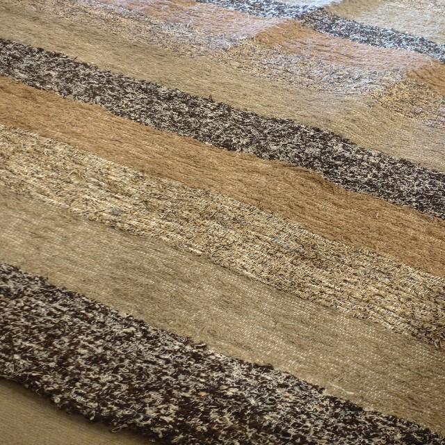スペイン　ハラパラグマット　B　ベージュ　ブラウン　120×160cm　1.5畳分　6畳　フロアマット　二人掛けソファ　手織り　リサイクルファブリック　コットン