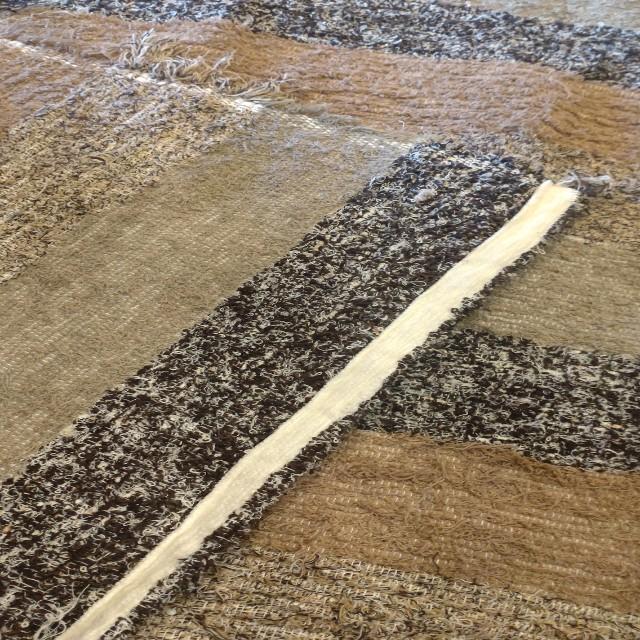 スペイン　ハラパラグマット　B　ベージュ　ブラウン　120×160cm　1.5畳分　6畳　フロアマット　二人掛けソファ　手織り　リサイクルファブリック　コットン