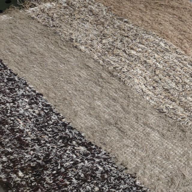 スペイン　ハラパラグマット　B　ベージュ　ブラウン　120×160cm　1.5畳分　6畳　フロアマット　二人掛けソファ　手織り　リサイクルファブリック　コットン