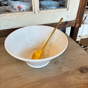 ルーマニア　中部トランシルバニア地方　白釉のボウルM　20cm　大鉢　中鉢　麺鉢　ディナープレート　和食　洋食　中華　アジア料理　肉料理　魚料理