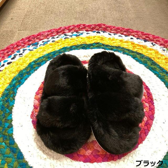 エコファー2バンドサンダルスリッパ　全6色　ベージュ　ピンク　ブルー　ブラウン　パープル　ルームシューズ　室内履き