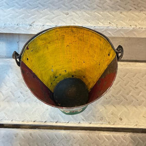 インド　リサイクルアイアンバスケット　M　RECYCLED BUCKET　アイアン製バケツ　ガーデニング　ゴミ箱　鉢カバー　アソート　プランターカバー　