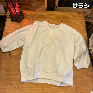 homspun 　ホームスパン　30/1天竺　六分袖　Vネックプルオーバー　全2色　サラシ　イエロー　ブラック　カットソー　定番　ベーシック　インナー　日本製
