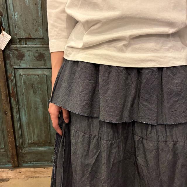 homspun Light-Ounce Chambray Skirt, Navy, Long Length, Made in Japan, Cotton, One Size Fits All