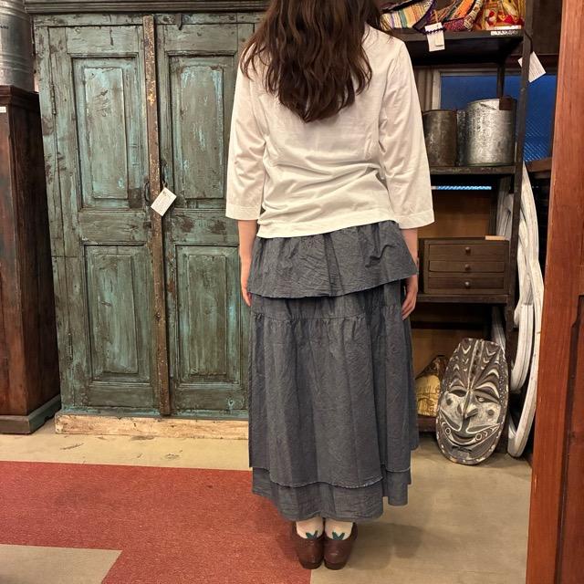 homspun Light-Ounce Chambray Skirt, Navy, Long Length, Made in Japan, Cotton, One Size Fits All