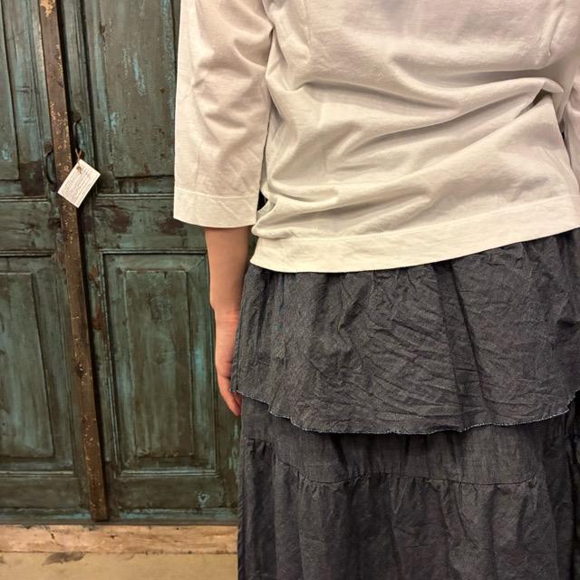 homspun Light-Ounce Chambray Skirt, Navy, Long Length, Made in Japan, Cotton, One Size Fits All