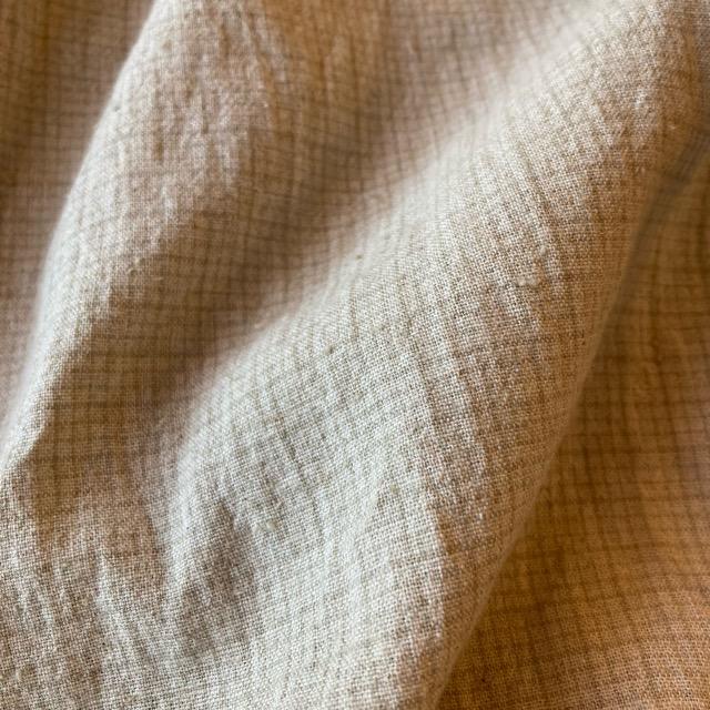 ICHI Cotton linen frilled collar ribbon check blouse, natural, cotton, linen, women's, shirt, casual, innerwear, knit, layering, long sleeves