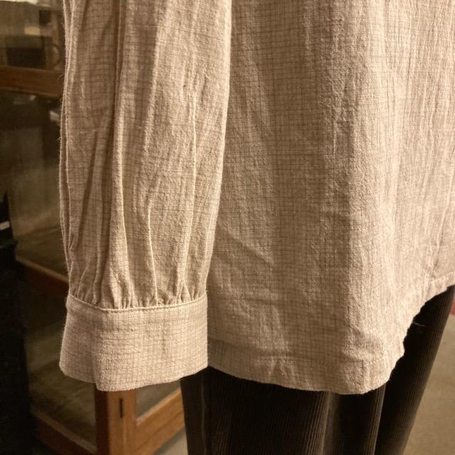 ICHI Cotton linen frilled collar ribbon check blouse, natural, cotton, linen, women's, shirt, casual, innerwear, knit, layering, long sleeves