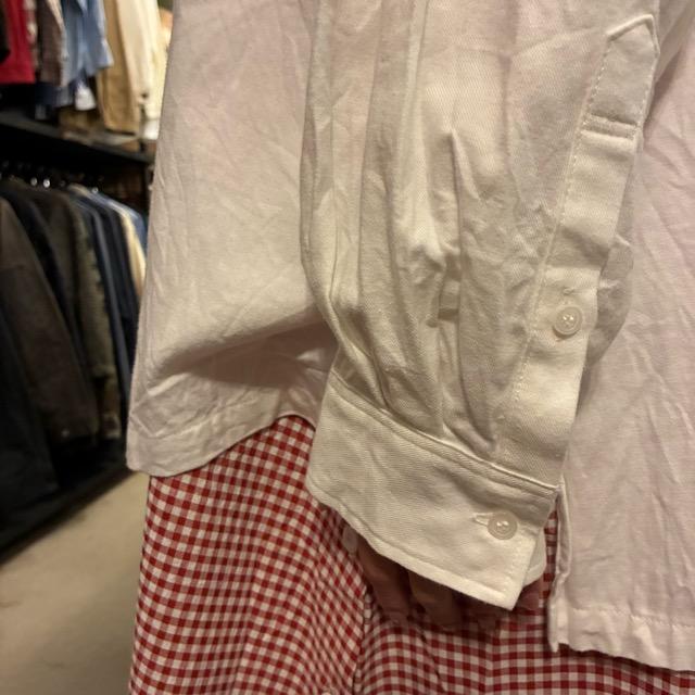 ICHI Peach Washer Frill Shirt, White, Natural Cotton, Women's Blouse, Knit Shirt, Layering Shirt, Long Sleeve　