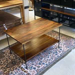 インド　シーシャムウッド＆アイアン2段テーブル　ローテーブル　ソファテーブル　無垢家具　鉄製　紫檀　店舗什器