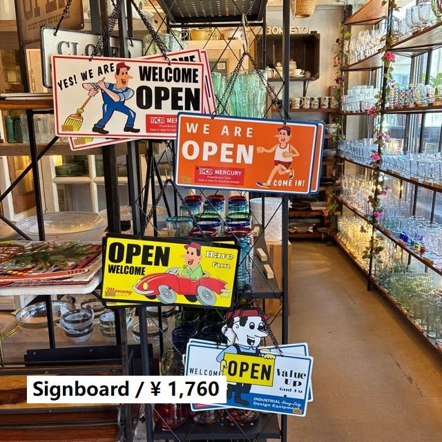 MERCURY　マーキュリー　OPEN/CLOSE　サイン　Mr.T　全4種類　サインボード　オープンクローズ　店舗　看板　ティンサイン　メール便