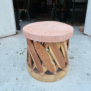 メキシコ　エキパルスツール　レザー　ウッド　椅子　チェア　民芸家具　ヌメ革　ピッグスキン