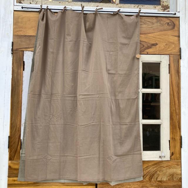 インド　コットンボイルダブルカーテン　グレージュ　100×130cm　腰高窓カーテン　レースカーテン