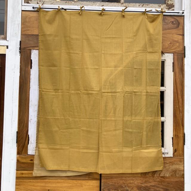 インド　コットンボイルダブルカーテン　マスタード　100×130cm　腰高窓カーテン　レースカーテン