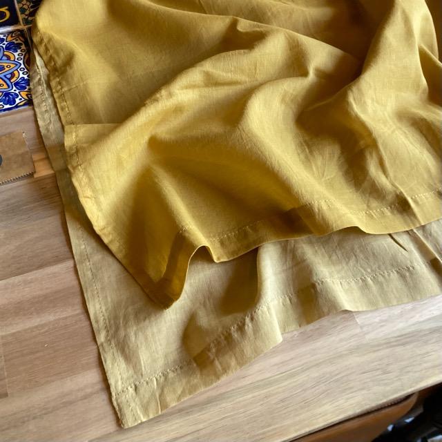 インド　コットンボイルダブルカーテン　マスタード　100×130cm　腰高窓カーテン　レースカーテン