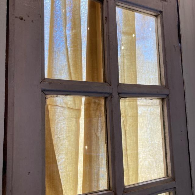 インド　コットンボイルダブルカーテン　マスタード　100×130cm　腰高窓カーテン　レースカーテン