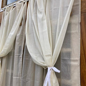Indian cotton voile double curtain, natural, 100 x 130 cm, waist-high window curtain, lace curtain