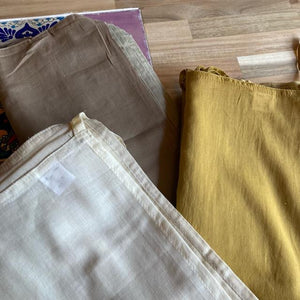 Indian cotton voile double curtain, natural, 100 x 130 cm, waist-high window curtain, lace curtain