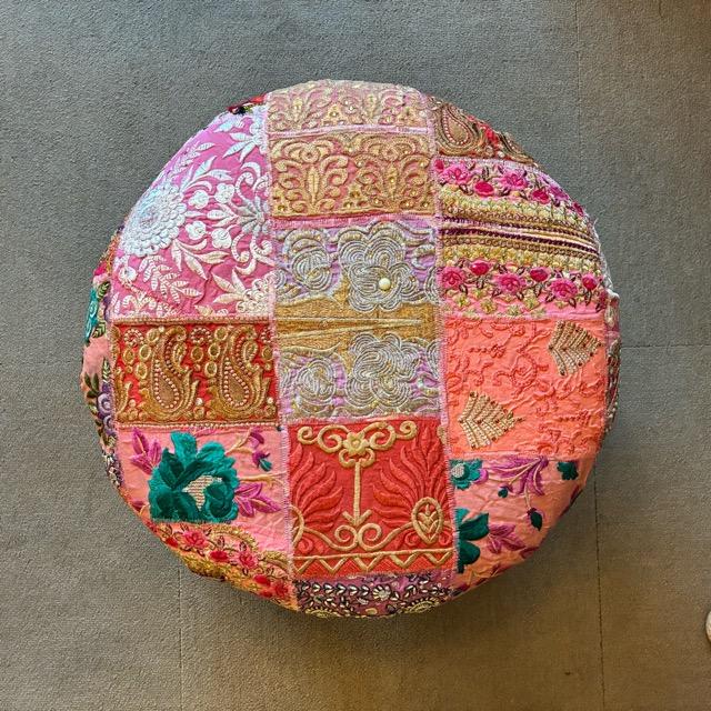 India Zari patchwork stool Pink C