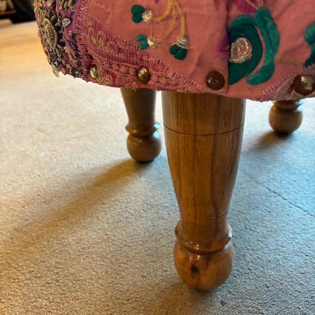 India Zari patchwork stool Pink C