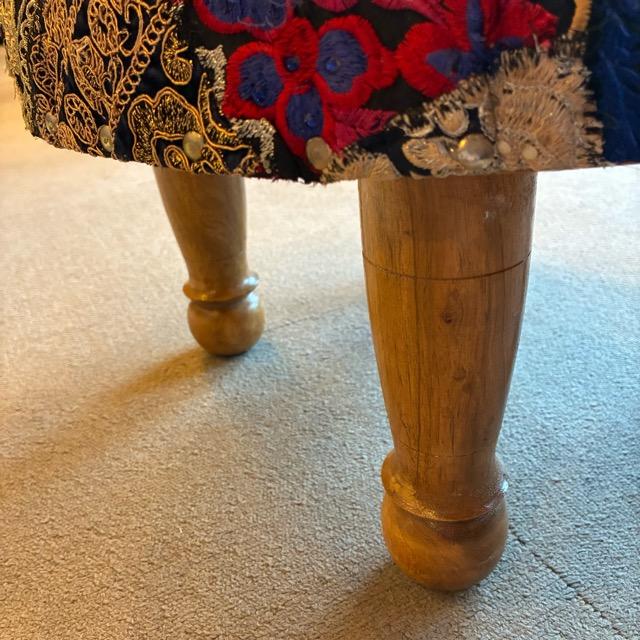 India Zari patchwork stool Black A