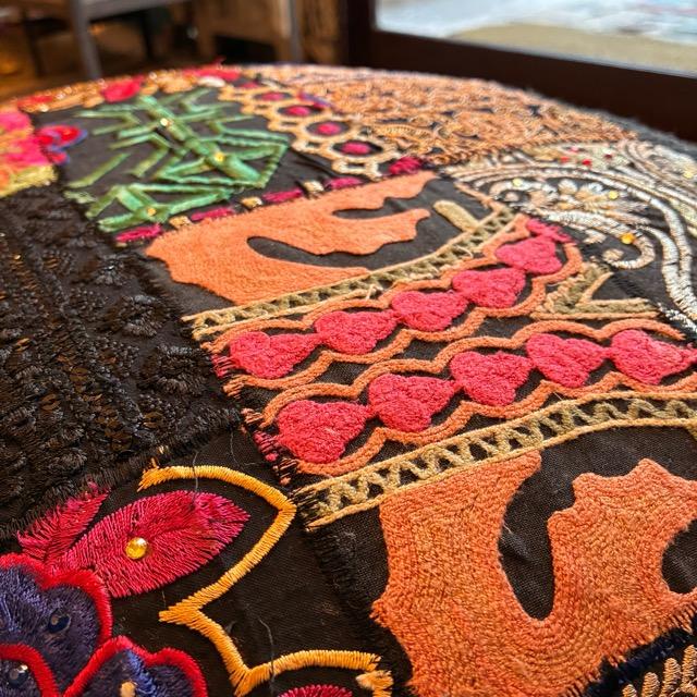 India Zari patchwork stool Black A