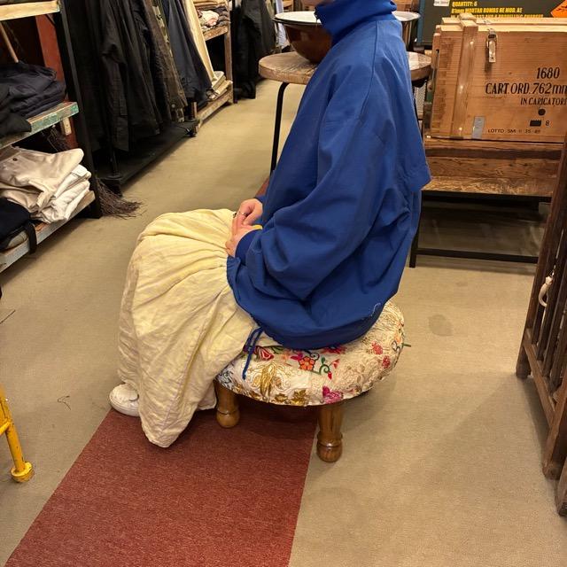 India Zari patchwork stool Black A