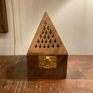 India Sheesham Wood Openwork Incense Holder Brass Brass Object Incense Cone Incense