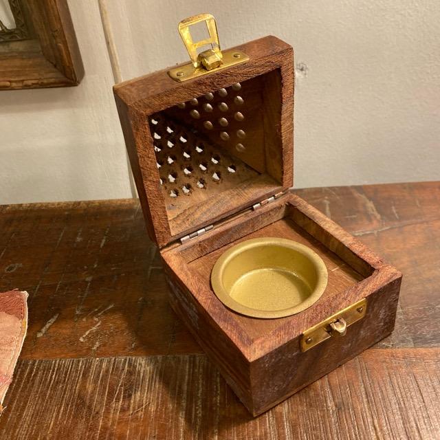 India Sheesham Wood Openwork Incense Holder Brass Brass Object Incense Cone Incense