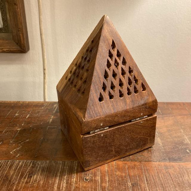 India Sheesham Wood Openwork Incense Holder Brass Brass Object Incense Cone Incense