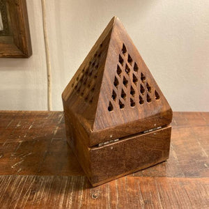 India Sheesham Wood Openwork Incense Holder Brass Brass Object Incense Cone Incense
